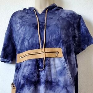 Hudson Outerwear Men Tie Dye Short Sleeve  Hoodie hippie Sweatshirt SZ S Used